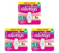Always Platinum Sanitary Towels Normal Size 1 Wings 28ct (Pack of 3)