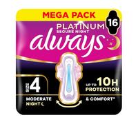 Always Platinum Secure Night (Size 4) Sanitary Towels with Wings 16 Pads