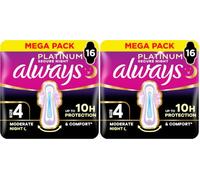 Always Platinum Sanitary Towels Secure Night Size 4 16ct (Pack of 2)