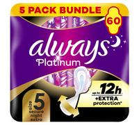 Always Platinum Secure Night Extra (Size 5) Sanitary Towels with Wings 5 x 12 Pads