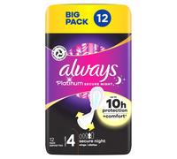 Always Platinum Secure Night Sanitary Towels With Wings Size 4 12 Pads