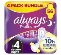 Always Platinum Sanitary Towels Secure Night (size 4) With Wings 14 Pads, Ultra Soft And Protective Topsheet, Light Scented