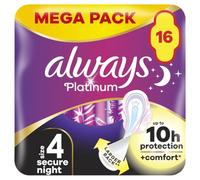 Always Platinum Secure Night (Size 4) Sanitary Towels with Wings 16 Pads