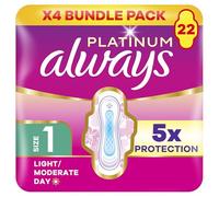 Always Platinum Normal (Size 1) Sanitary Towels with Wings 22 Pads x 4