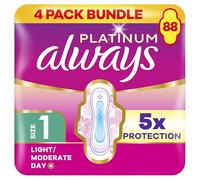 Always Platinum Normal (Size 1) Sanitary Towels with Wings 22 Pads x 4