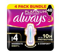 Always Platinum Secure Night Size 4 Sanitary Towels Wings VP 4x12ct