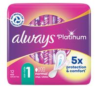 Always Sanitary Towels Platinum Normal With Wings Size 1 12 Pads