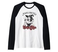 Always Practice Safe Hex Funny Witch Retro Gothic Halloween Raglan Baseball Tee