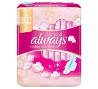 Always Premium Cotton Soft Maxi Thick Large Sanitary Pads, Premium Absorption Power & Flexibility, Gentle On Skin, Breathable Material, 24's