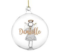 Always Present Personalised Gold Glitter Name Only Angel Glass Bauble