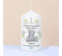 Always Present Personalised Me To You Religious Cross Candle, Ideal for 1st Holy Communion, Births, Christenings, Baptism, Presented In An Organza Bag.
