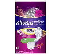 Always, Radiant Daily Liners for Women, Long Length, 46 Count