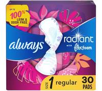 Always Radiant Pads, Regular Absorbency With Wings, Scented, 30 ct by Always