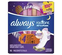 Always Radiant Pads, Size 4, Overnight Absorbency, Scented, 10 Count
