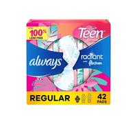 Always Radiant Teen Pads, Size 1, Regular, with Wings, Unscented, 42 Count