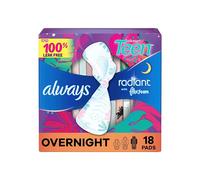Always Radiant Teen Pads, Size 4, Overnight, with Wings