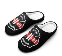 Always Remember 911 Slippers Women Winter Warm Cotton Hotel Slippers Anti-Slip Indoor Slip-Ons House Shoes 11-12（42-43）