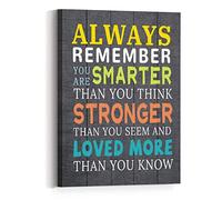 Always Remember Canvas for Kids,Always Remember You are Smarter Inspirational Wall Art Canvas,Positive Motivational Canvas Framed Wall Art Ready to Hang for Kids Teens Bedroom Nursery Classroom