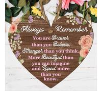 "Always Remember" Inspirational Message Wooden Heart Plaque | Uplifting Quote, Encouragement Gift, Inspirational Gift for Loved Ones Handcrafted UK (Small: 10 cm (H) × 9 cm (W))