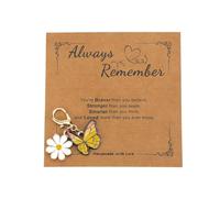 Always Remember Keychain with Encouragement Card, Butterfly and Daisy Design, Thank You Gifts for Teacher, Friend, Nurse, Birthday Presents for Women, Funny Friendship Keyring (yellow)
