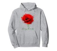 Always Remember Red Poppy Remembrance Pullover Hoodie