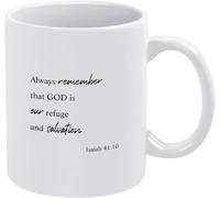 Always Remember That God is Our Refuge and Salvation Novelty Ceramic Coffee Mugs Cup Double Side Printed Ceramic Tea Mug for Mom Dad Friend Wife Husband Gift 11Oz