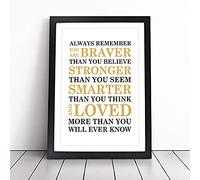Always Remember Typography Framed Wall Art Picture Print - Canvas Painting - Modern Home Décor Poster - Ready to Hang for Living Room Bedroom Kitchen - Black A3 (36 x 48 cm)