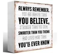 Always Remember You are Brave Wood Sign Desk Decor,Inspirational Office Wood Block Plaque Box Sign for Office Tablet Decor,Cheer up Gift Motivational Gift for Coworkers Friend 5x5 Inch