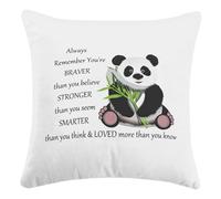 Always Remember You are Braver Than You Believe Throw Pillow Cover, Panda Lover Cushion Cover for Sofa Bed Home Decor 18 x 18 Inch, Gifts for Girl, Sister, Niece, Granddaughter, Daughter
