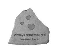 Always Remembered Memorial Stone | Thoughtful Memorial Garden Ornament | Forever Loved Tribute Grave Token | 13x11.5x2cm