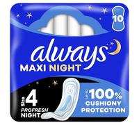 Always Maxi Profresh Night Sanitary Towels, 90 Towels (9 x 10 Packs), Odour Neutraliser, Super Absorbent Core
