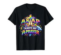 Always Say A Prayer ASAP Rosary Catholic Christian Value Graphic T-Shirt, Men, Black, L