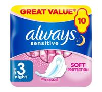 Always Sensitive Night Sanitary Towels 10 Pk