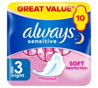 Always Sensitive Night Ultra Sanitary Towels With Wings Size 3 10 Pads 10 Pad