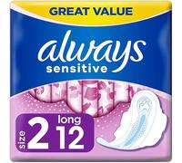 Always Sensitive Ultra Long Pads with Wings, 12 Count, Size 2 - Soft Like Cotton, Absorbent Ultra Core, Dermatologically Tested, Comfort & Discreet Protection for Heavy Flow