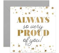 Always So Proud Of You Card for Him or Her - Well Done Cards for Friends and Family - Gold Stars - For Son Daughter Grandson Granddaughter Friend