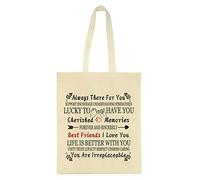 Always There For You Best Firends, Personalised Birthday Present for best friend, Christmas idea for roommate, BFF, Bestie, Sister, Women Shoulder Bag Natural Shopping Tote Bag Cotton Shopping Bag.