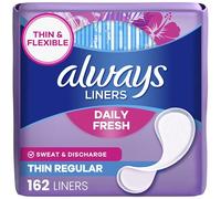Always Thin Daily Panty Liners for Women, Light Absorbency, Unscented, 162 Count (Packaging May Vary)