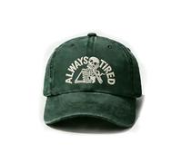 Always Tired Embroidery Cap, Vintage Adjustable Washed Baseball Cap, Distressed Dad Hat for Men Women (A)