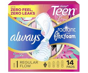 Always Totally Teen Always Radiant Infinity Pads, 14 Count