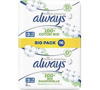 Always Ultra Cotton Protection Night (Size 3) Pads with Wings and Surface Made of 100% Organic Cotton 16 X