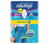 Always Sanitary Pads Ultra Duo Long Plus with Wings – Size 2, Super Absorbent – 20 Pads