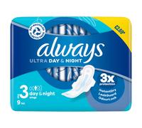 Always Ultra Day & Night Sanitary Towels With Wings Size 3 9 Pads