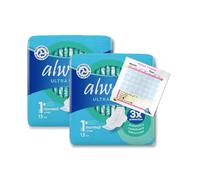 Always Ultra Day Sanitary Towels - 26 Pads, Size 1, Normal with Wings, 3X Protection, InstantDry, LeakGuard, OdourLock, Dermatologically Tested, Pack of 2X 13