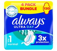 Always Ultra Day Sanitary Towels Normal (Size 1) With Wings 4 x 30 Pads, Super Absorbent And Ultra Thin, For Menstrual Periods