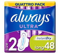 Always Sanitary Towels with Wings Ultra Thin Super Absorbent Neutralises Odours Long Size 2, 48 Pads