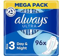 Always Ultra Night Day & Night Sanitary Towels with Wings, Size 3, 96 Towels (24 x 4 Packs), MEGA Pack, Odour Neutraliser, Super Absorbent Core