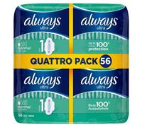 Always Ultra Sanitary Towels with Wings Pads (Super Absorbent/Neutralises Odours/Ultra Thin), Normal, 56 Count
