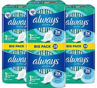 Always Ultra Normal (Size 1) Sanitary Towels with Wings, 28 Pads per Pack (Pack of 3) - 84 Pads in Total