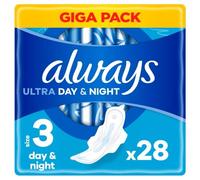 Always Ultra Sanitary Pads Women's Size 3, Day & Night (28 Sanitary Towels with Wings) Giga Pack, Thin and Super Absorbent, Odour-Neutralising and Leakage Protection
